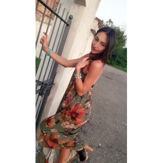 Abito lungo stampa floreale collo