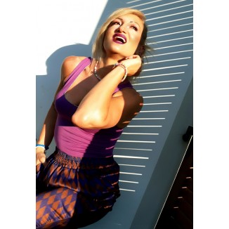 Pantalone viscosa stampa geometrica |