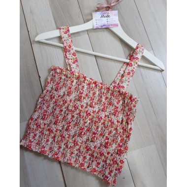 Top arricciato floreale con spalline |