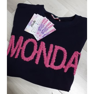 Felpa tinta unita con scritta di lana | Monday