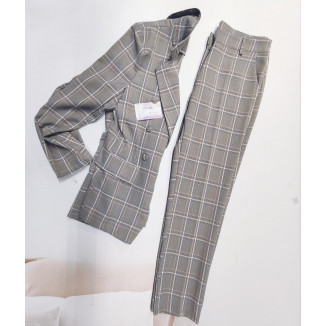 Pantalone a quadri taglio a...