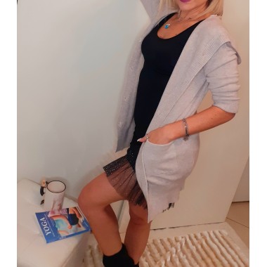 Cardigan lungo con cappuccio | Ecca