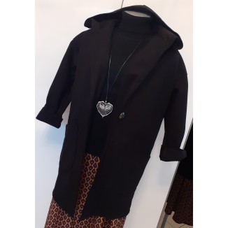 Cappotto nero con cappuccio | Luisella