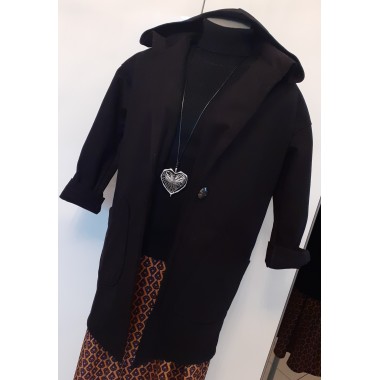 Cappotto nero con cappuccio | Luisella
