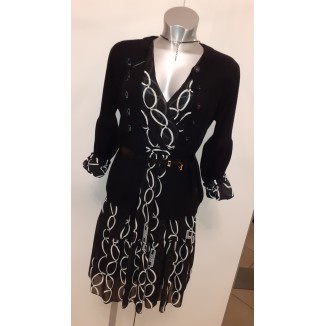 Abito corto a fantasia bianco e nero |