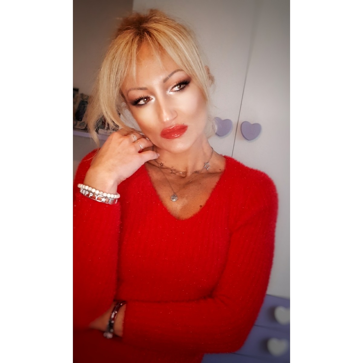 Maglione di lana peluche aderente scollo