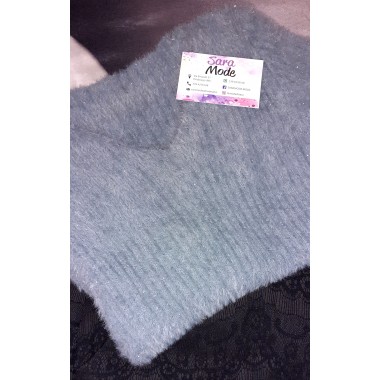 Maglione di lana peluche aderente scollo