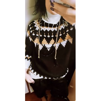 Maglione jacquard a collo alto | Trecy