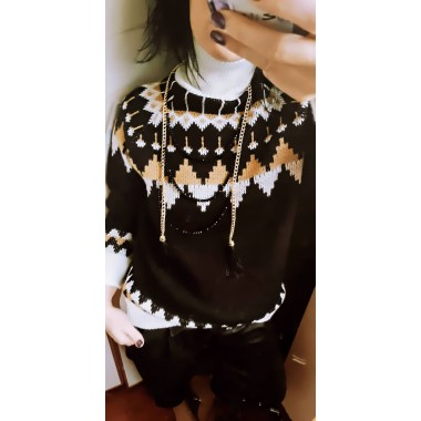 Maglione jacquard a collo alto | Trecy