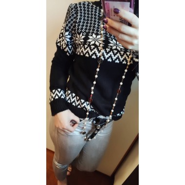 Maglione a collo alto a fantasia |