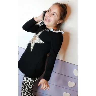 Completo leggings maculato con felpa |