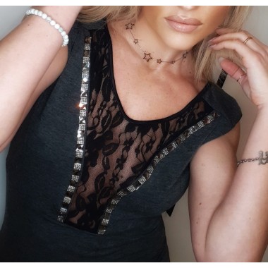 Abitino grigio con pizzo nero | Rey