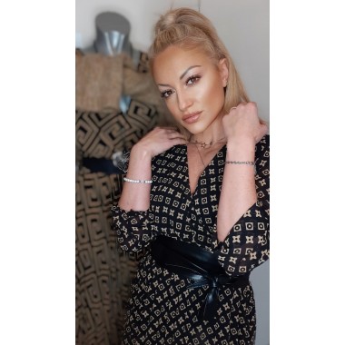 Abito lungo a fantasia geometrica |