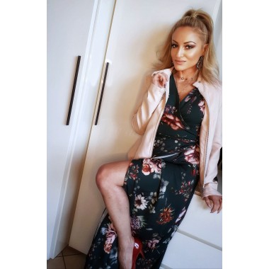 Giubbino in similpelle con spalline