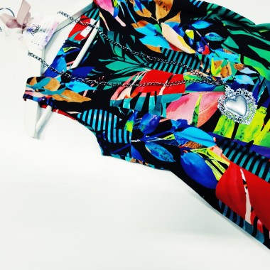 Abito tubino elasticizzato a fantasia