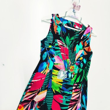 Abito tubino elasticizzato a fantasia