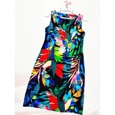 Abito tubino elasticizzato a fantasia