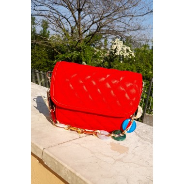 Mini borsetta con catena colorata |