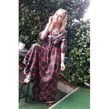 Abito lungo a fantasia geometrica | Nice