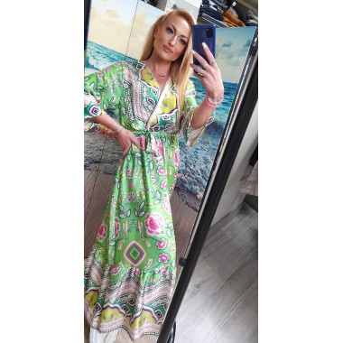 Abito lungo a fantasia geometrica |