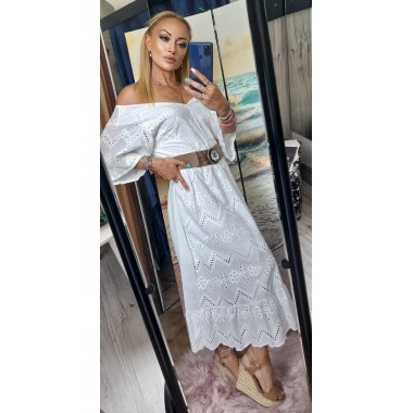 Abito lungo bianco di cotone | Barbarah