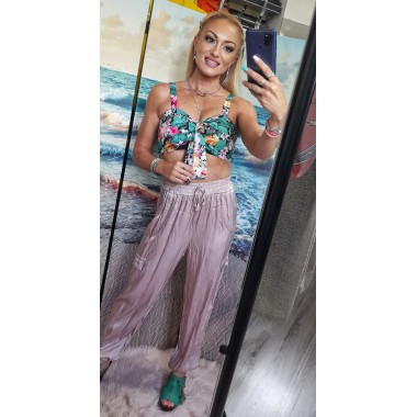 Pantaloni lunghi in viscosa lucida |