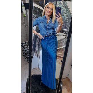 Gonna lunga a pieghe in viscosa lucida | Sam