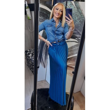 Gonna lunga a pieghe in viscosa lucida |