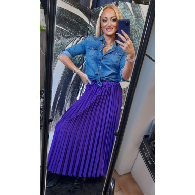 Gonna lunga a pieghe in viscosa lucida |