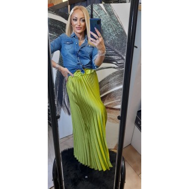 Gonna lunga a pieghe in viscosa lucida |