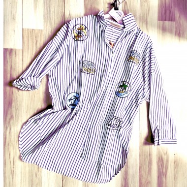 Camicia da donna rigata con pacthwork |