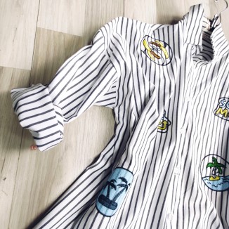 Camicia da donna rigata con pacthwork |