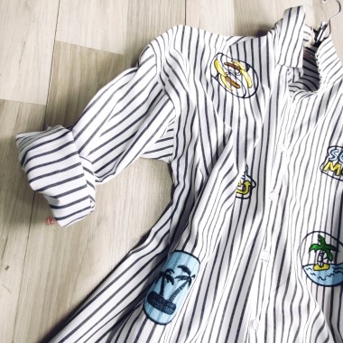 Camicia da donna rigata con pacthwork |