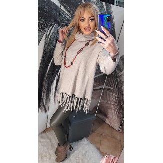 Maglione con collo alto e frange | Cindy