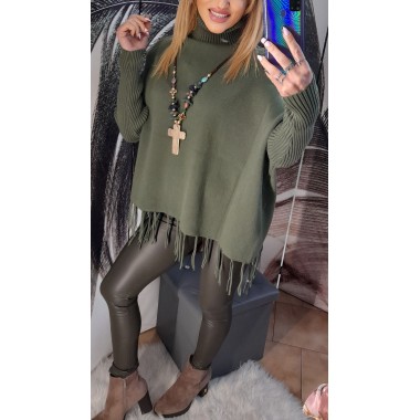 Maglione con collo alto e frange | Cindy