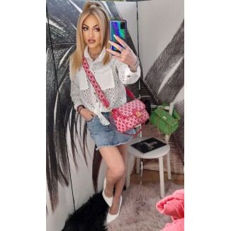 Camicia di cotone traforata...