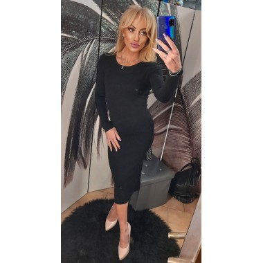 Abito lungo aderente di lana |