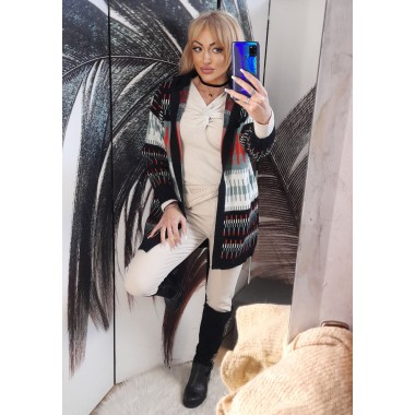 Cardigan maxi con cappuccio | Denny