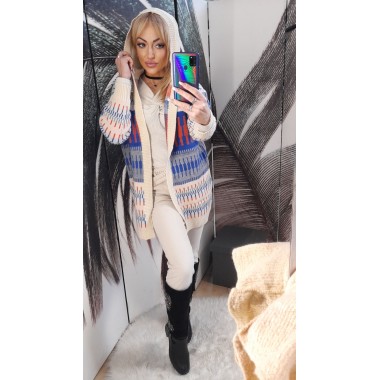 Cardigan maxi con cappuccio | Denny