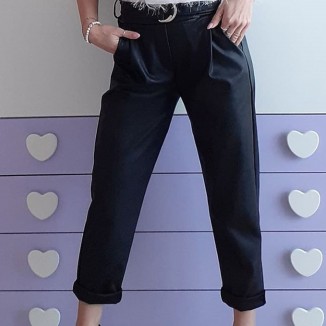Pantalone ecopelle nero | Stella