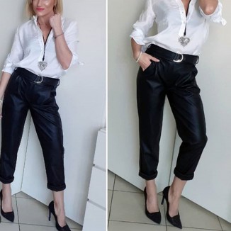 Pantalone ecopelle nero | Stella