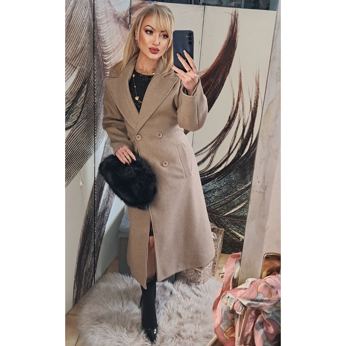 Cappotto lungo caldo panno | Viola