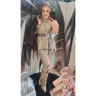 Gonna longuette similpelle con maxi maglia | Lucy