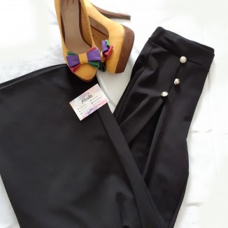 Pantalone elegante nero con 3 bottoni |