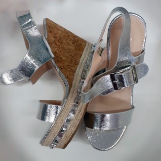 Sandali argento con zeppa...