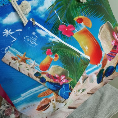 Borsa da mare stampa cocktail | Solidad