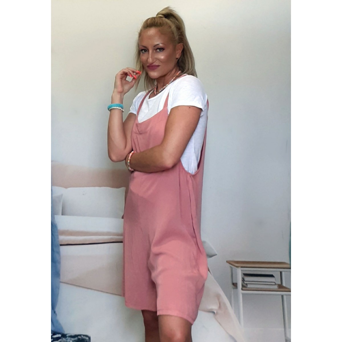 Salopette corta tinta unita | Babykey