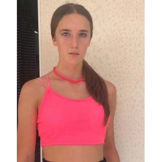 Top corto tinta unita con spalline