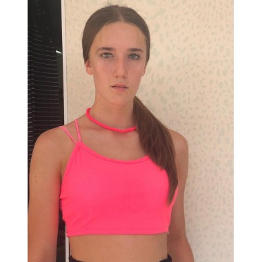 Top corto tinta unita con spalline