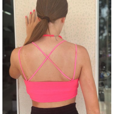 Top corto tinta unita con spalline